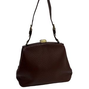 ADRIENNE VITTADINI Chocolate Brown Kiss Lock Handbag Tote Bucket Bag Purse
